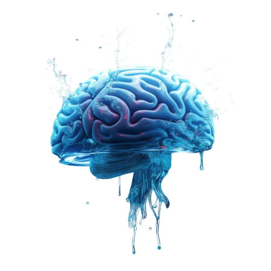 Illustration d'un cerveau lumineux en verre bleu, symbole de l'intelligence artificielle d'Orchestrateur
